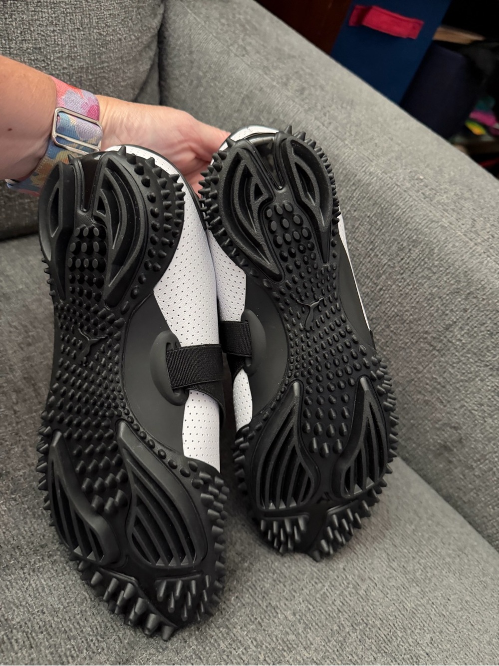 Puma Mostro Perforated Sneakers Ortholite Shoe Black And White Womens 8 - Picture 5 of 6